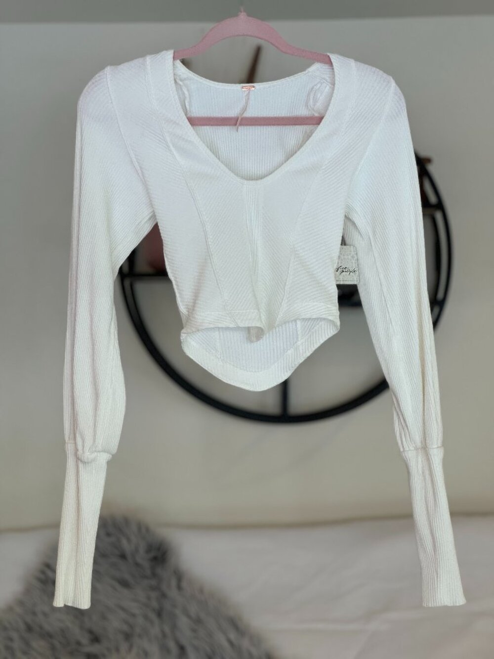 NWT Free People White Long Sleeve Crop